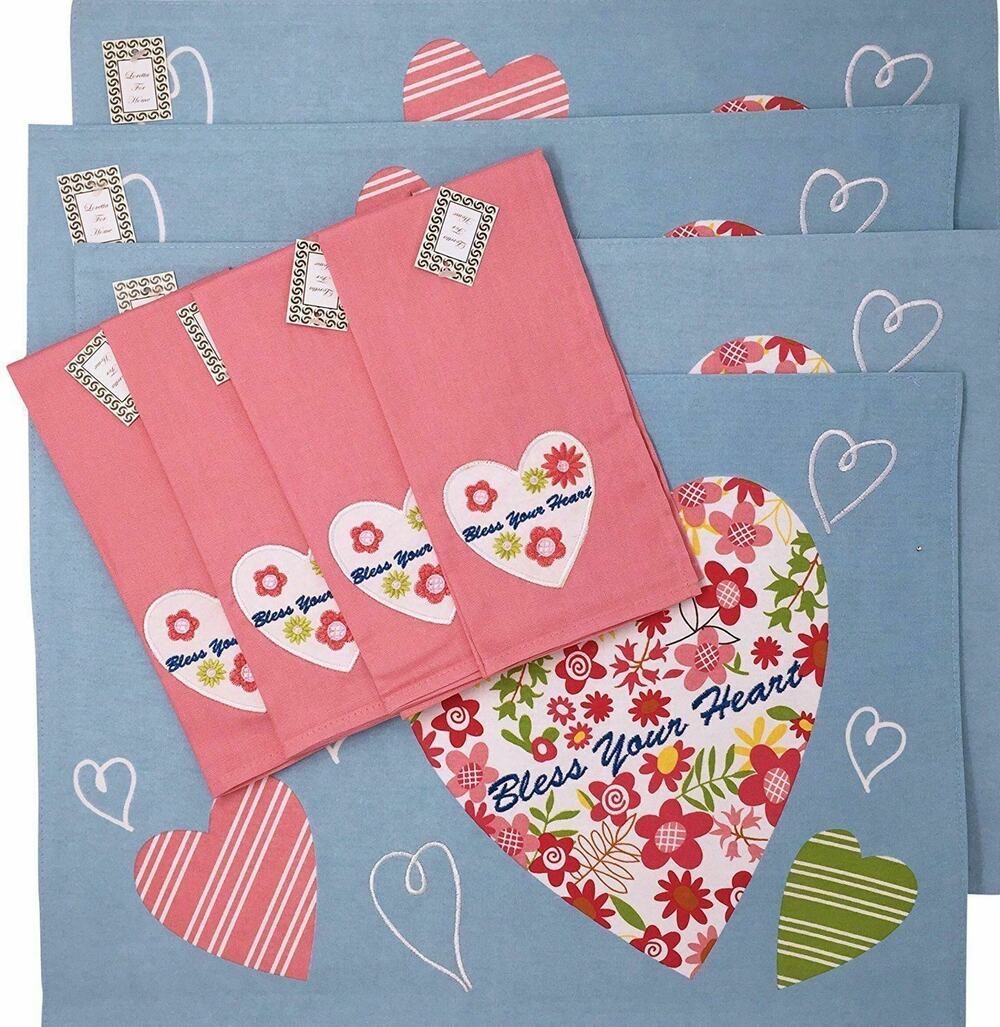 Great Finds Simply Southern Bless Your Heart 8 Pc Placemat Napkin Set Summer New